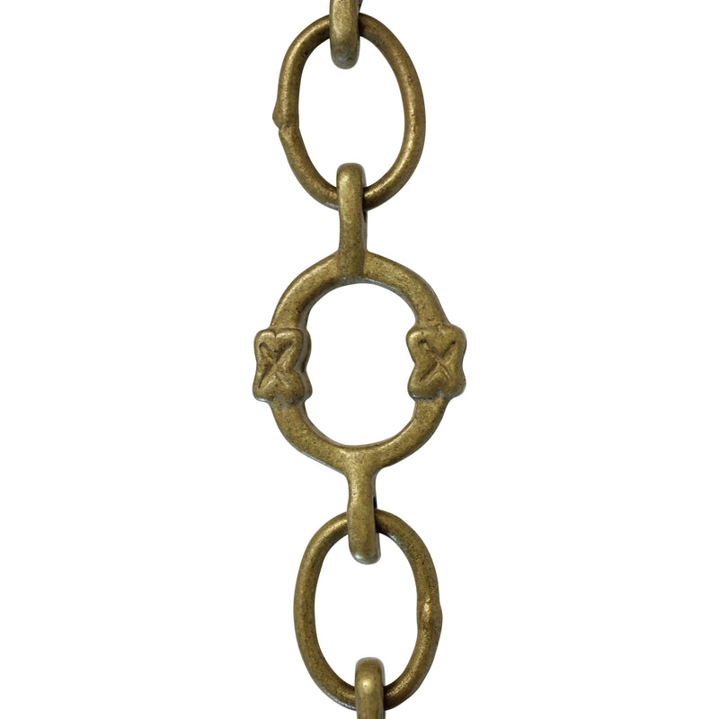 Chain BR05-W Round Chandelier Chain with Welded Brass links and Oval Joining links, Antique Brass