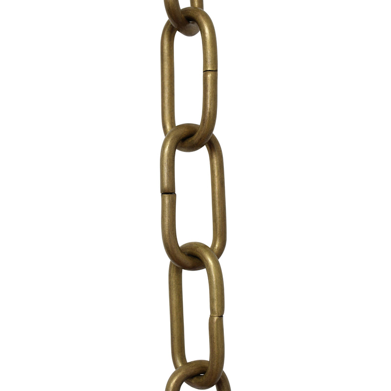 Chain BR23-U Standard Link, Coil Chandelier Chain with Rectangle Unwelded Brass links, Antique Brass