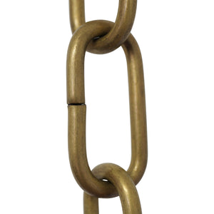 Chain BR23-U Standard Link, Coil Chandelier Chain with Rectangle Unwelded Brass links, Antique Brass