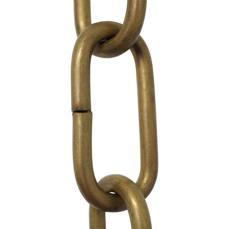 Chain BR23-U Standard Link, Coil Chandelier Chain with Rectangle Unwelded Brass links, Antique Brass