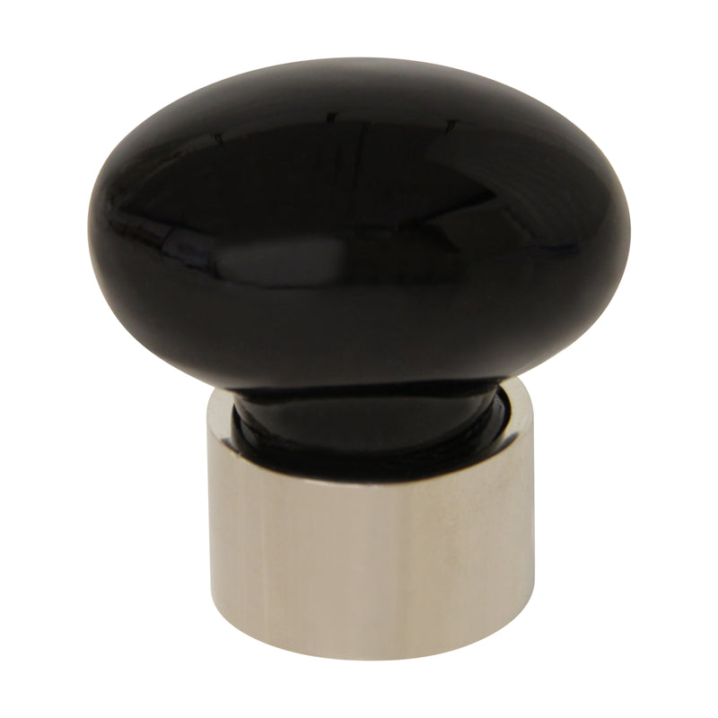 Crystal Cabinet Knob CYOV-36BLK, Antique Brass